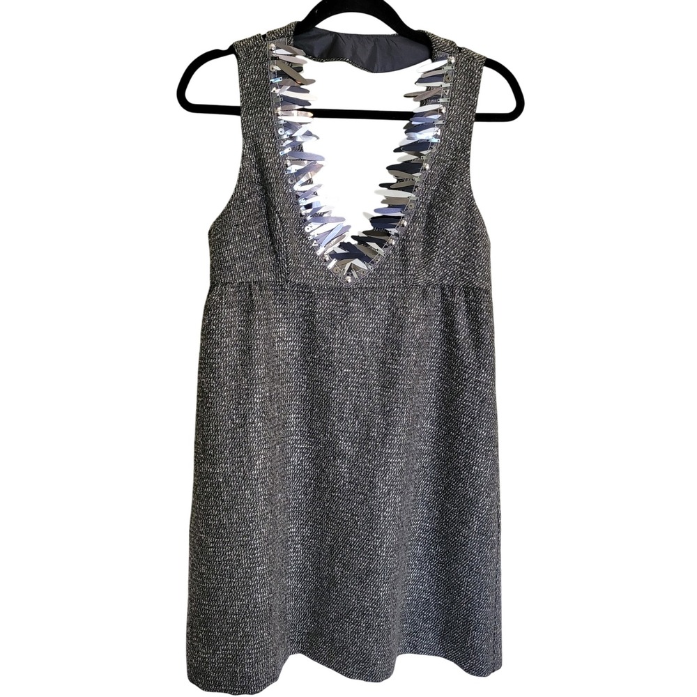 Anna‎ Sui Target 20th Anniversary Collection Sequin V Neck Tweed Dress Size S